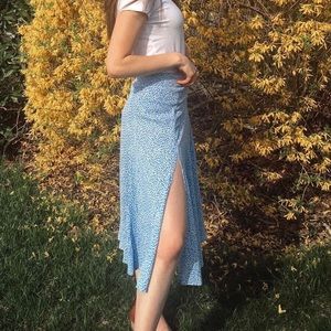 Midi Floral Skirt with Slit